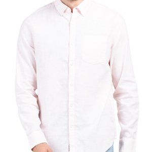 NEW ORIGINAL PENGUIN Linen cotton Blend Long Sleeve Shirt Pink Dogwood 362sn
